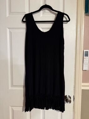 Soma Black Sleeveless Swim Coverup with Fringe Hem